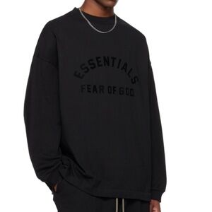 Fear of God Essentials Jet Black Long Sleeve T-Shirt
